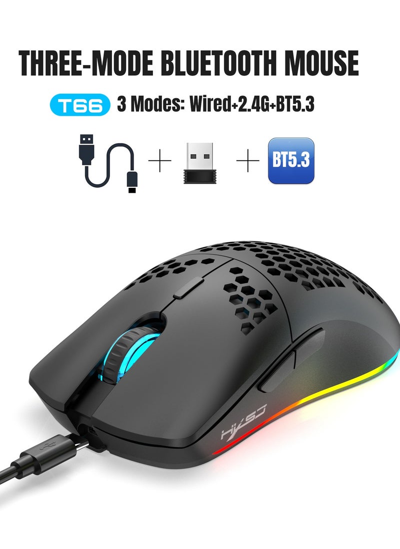 Generic - Wireless/Wired/Bluetooth 5.3 Gaming Mouse | 2.4G Connection, 3600 DPI Rechargeable Honeycomb Design - Image 1