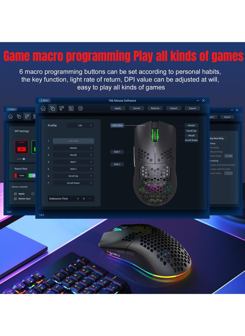 Generic - Wireless/Wired/Bluetooth 5.3 Gaming Mouse | 2.4G Connection, 3600 DPI Rechargeable Honeycomb Design - Image 1