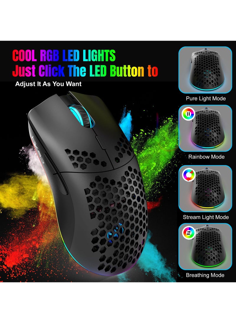 Generic - Wireless/Wired/Bluetooth 5.3 Gaming Mouse | 2.4G Connection, 3600 DPI Rechargeable Honeycomb Design - Image 1