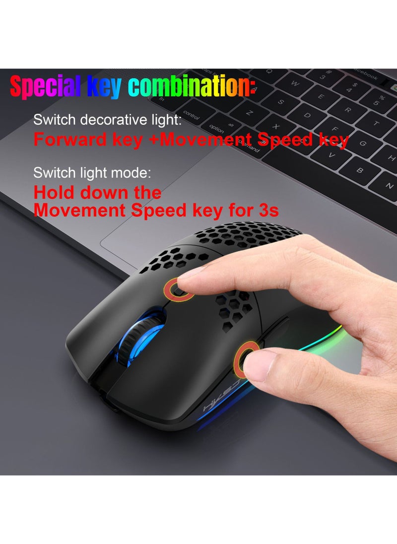 Generic - Wireless/Wired/Bluetooth 5.3 Gaming Mouse | 2.4G Connection, 3600 DPI Rechargeable Honeycomb Design - Image 1