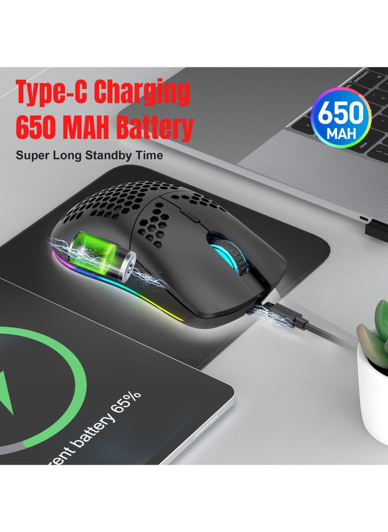 Generic - Wireless/Wired/Bluetooth 5.3 Gaming Mouse | 2.4G Connection, 3600 DPI Rechargeable Honeycomb Design - Image 1