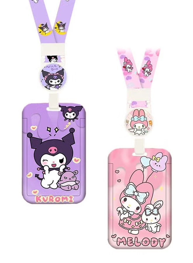 Sanrio My Melody and Kuromi Lanyard Set with ID Badge Holders and Removable Charms | Keychain for Office, Staff, Students - Image 1