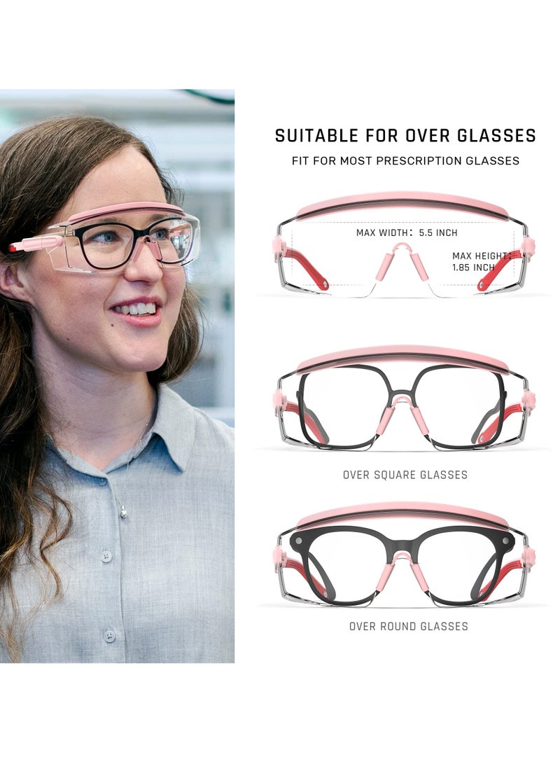 Adjustable Safety Glasses with Fog and Scratch Resistance, UV Protection, Comfortable Fit (Pink) - Image 4
