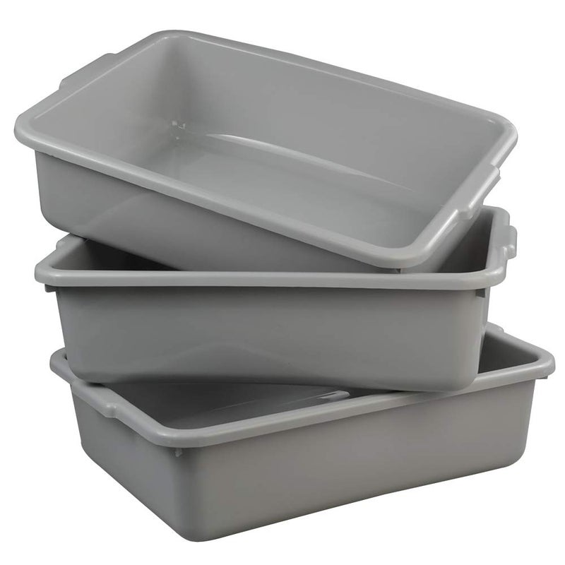 Ggbin Plastic Dish Tubs, Commercial Bus Box/Wash Basin Tote Box, 3-Pack(Grey, 13L) - Image 5