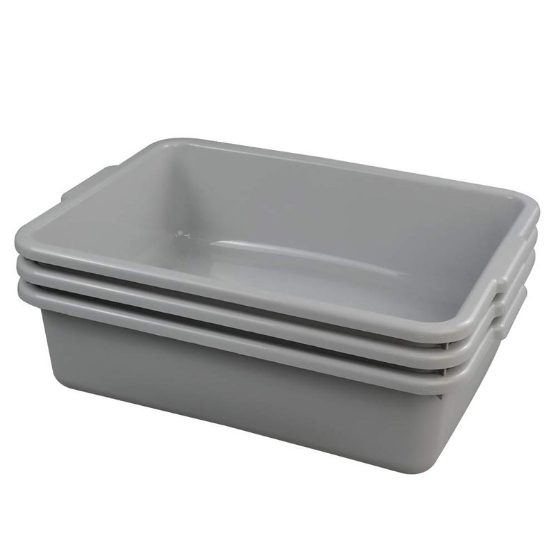 Ggbin Plastic Dish Tubs, Commercial Bus Box/Wash Basin Tote Box, 3-Pack(Grey, 13L) - Image 1