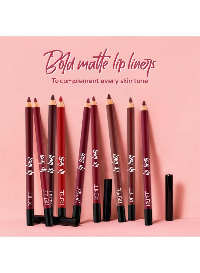 رينيه أقلام تحديد الشفاه مات من رينيه، طويلة الأمد ومقاومة للتلطخ، تغطية كاملة، صبغة مكثفة، صيغة سهلة الانزلاق، مدمجة بزيت فيتامين E وزيت الخروع، طقم من 12 قلم - Image 5