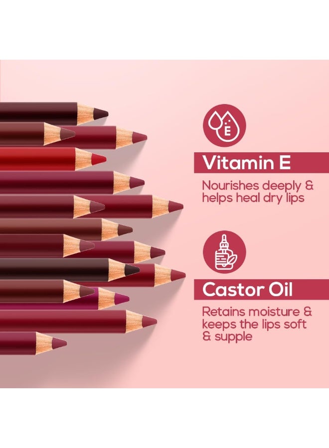 رينيه أقلام تحديد الشفاه مات من رينيه، طويلة الأمد ومقاومة للتلطخ، تغطية كاملة، صبغة مكثفة، صيغة سهلة الانزلاق، مدمجة بزيت فيتامين E وزيت الخروع، طقم من 12 قلم - Image 2