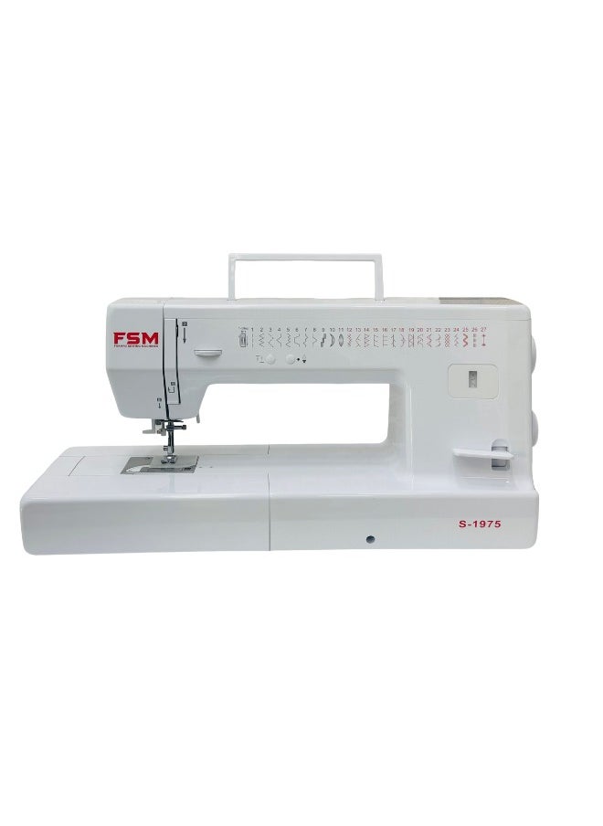 fakhro_sewing_machines - FSM Long Arm Mechanical Sewing & Quilting Machine with Quilting Guide | Large 12” (30 C.M.) Workspace and 28 Built in Stitches | Built-in Needle Threader |Hands Free Presser Foot|Programmable Needle Up & Down Control 90W AC Motor|Made in Taiwan 64cm X 24cm X 31cm white color - Image 1