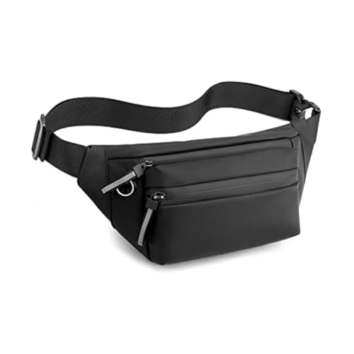 Ketmart Waist Pack Travel Handy Hiking Zip Pouch Document Money Phone Belt Sport Bag for Men and Women and Adult Leather (Black) - Image 1