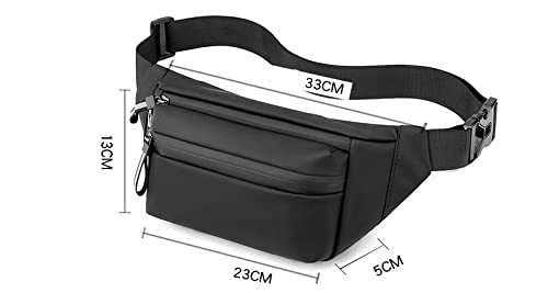 Ketmart Waist Pack Travel Handy Hiking Zip Pouch Document Money Phone Belt Sport Bag for Men and Women and Adult Leather (Black) - Image 3