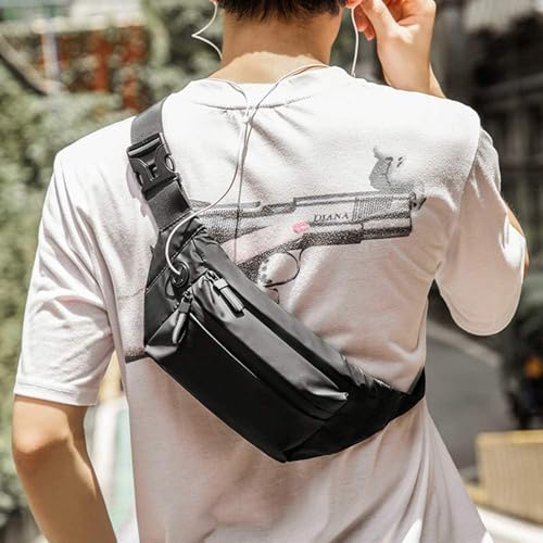 Ketmart Waist Pack Travel Handy Hiking Zip Pouch Document Money Phone Belt Sport Bag for Men and Women and Adult Leather (Black) - Image 5