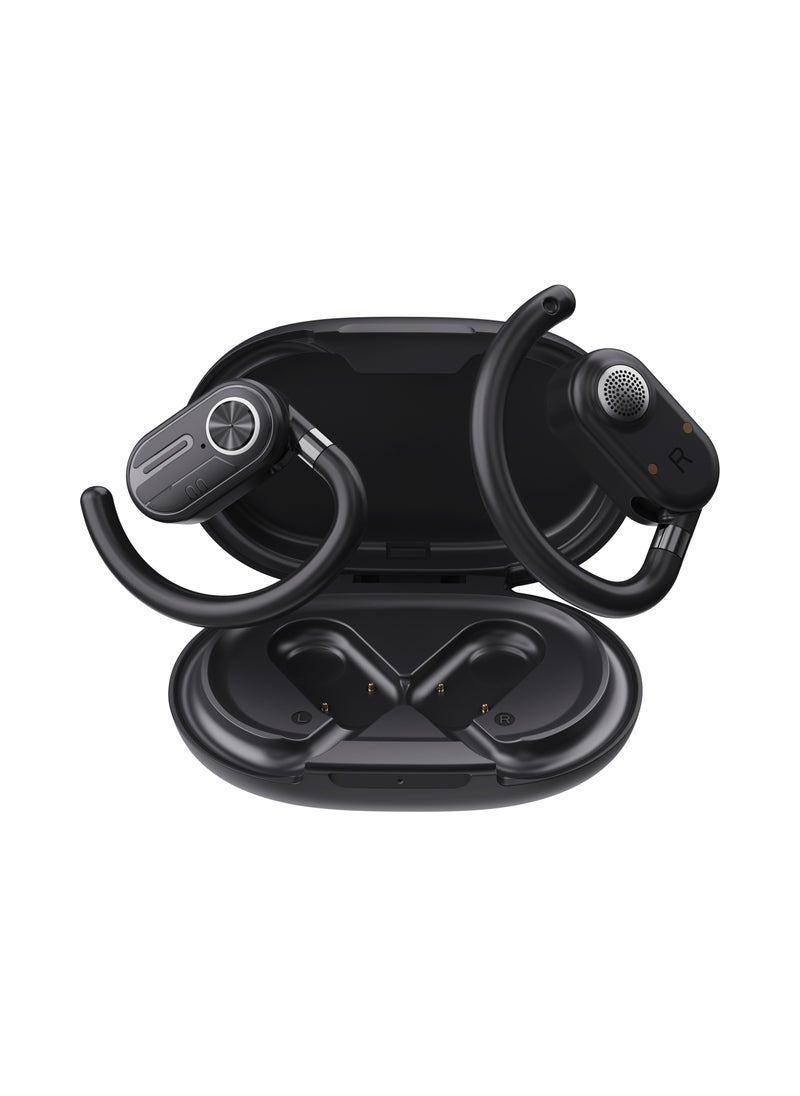 Powerology - Air Conduction ENC TWS Earbuds with Digital Display / Stereo type / Bluetooth Version 5.3 / 10m Wireless range / Immersive Hi-Fi Audio / Open - Ear Wireless / Black - Image 1
