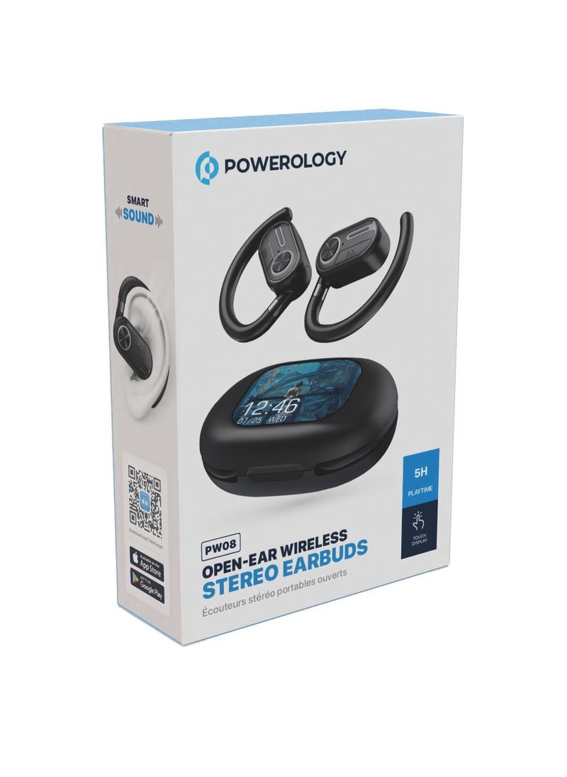 Powerology - Air Conduction ENC TWS Earbuds with Digital Display / Stereo type / Bluetooth Version 5.3 / 10m Wireless range / Immersive Hi-Fi Audio / Open - Ear Wireless / Black - Image 1