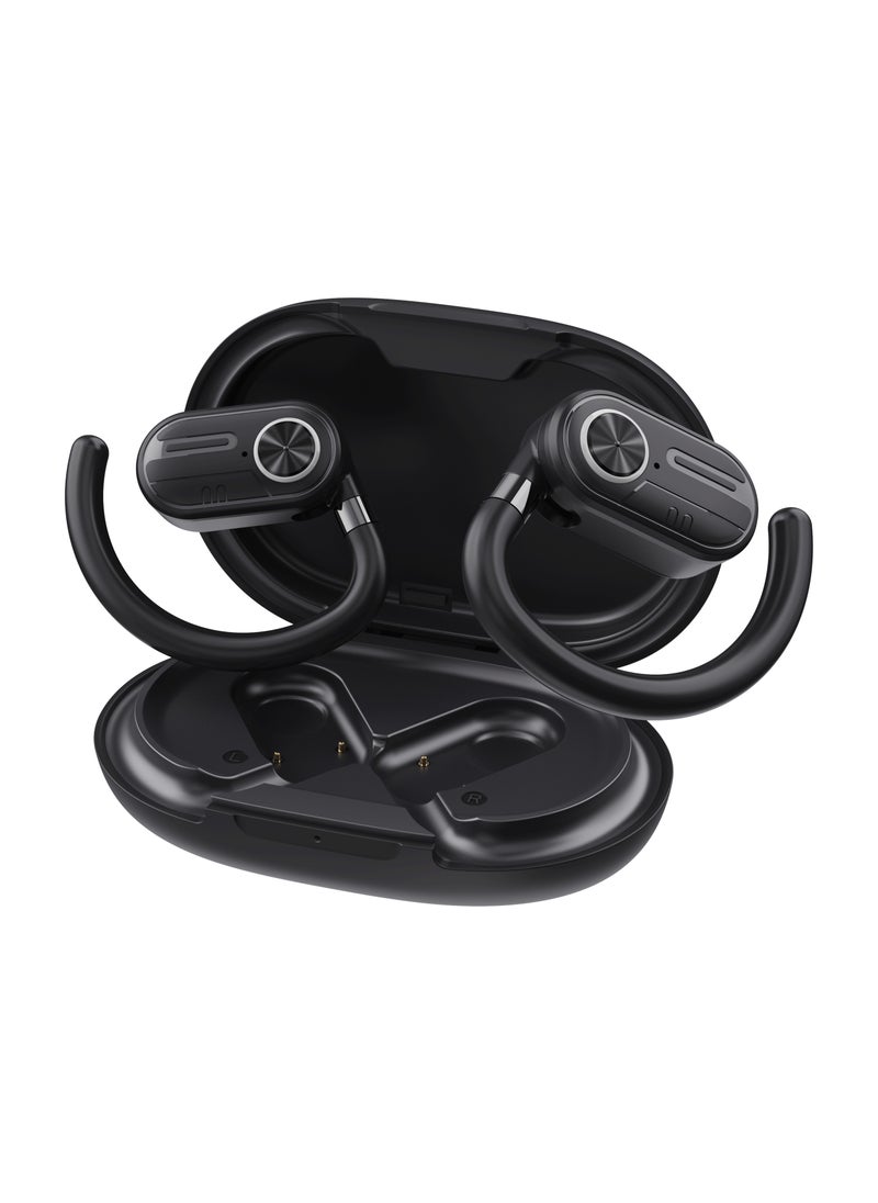 Powerology - Air Conduction ENC TWS Earbuds with Digital Display / Stereo type / Bluetooth Version 5.3 / 10m Wireless range / Immersive Hi-Fi Audio / Open - Ear Wireless / Black - Image 1