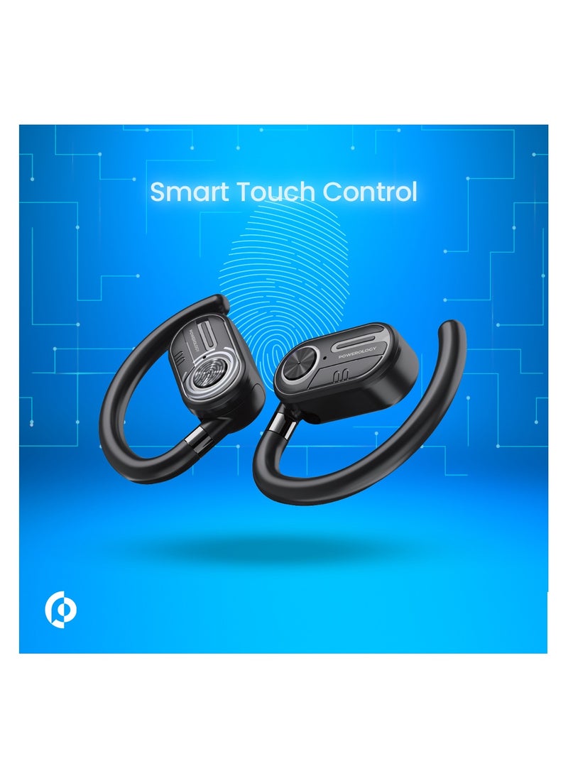 Powerology - Air Conduction ENC TWS Earbuds with Digital Display / Stereo type / Bluetooth Version 5.3 / 10m Wireless range / Immersive Hi-Fi Audio / Open - Ear Wireless / Black - Image 1