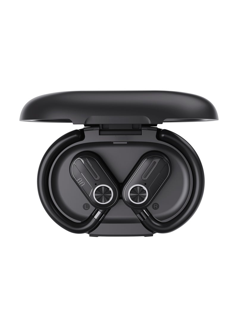 Powerology - Air Conduction ENC TWS Earbuds with Digital Display / Stereo type / Bluetooth Version 5.3 / 10m Wireless range / Immersive Hi-Fi Audio / Open - Ear Wireless / Black - Image 1
