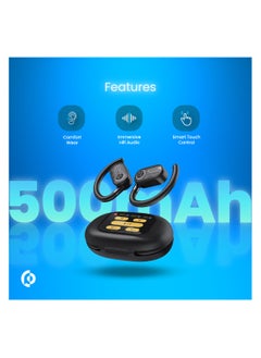 Powerology Air Conduction ENC TWS Earbuds with Digital Display / Stereo type / Bluetooth Version 5.3 / 10m Wireless range / Immersive Hi-Fi Audio / Open - Ear Wireless / Black  - Image 3