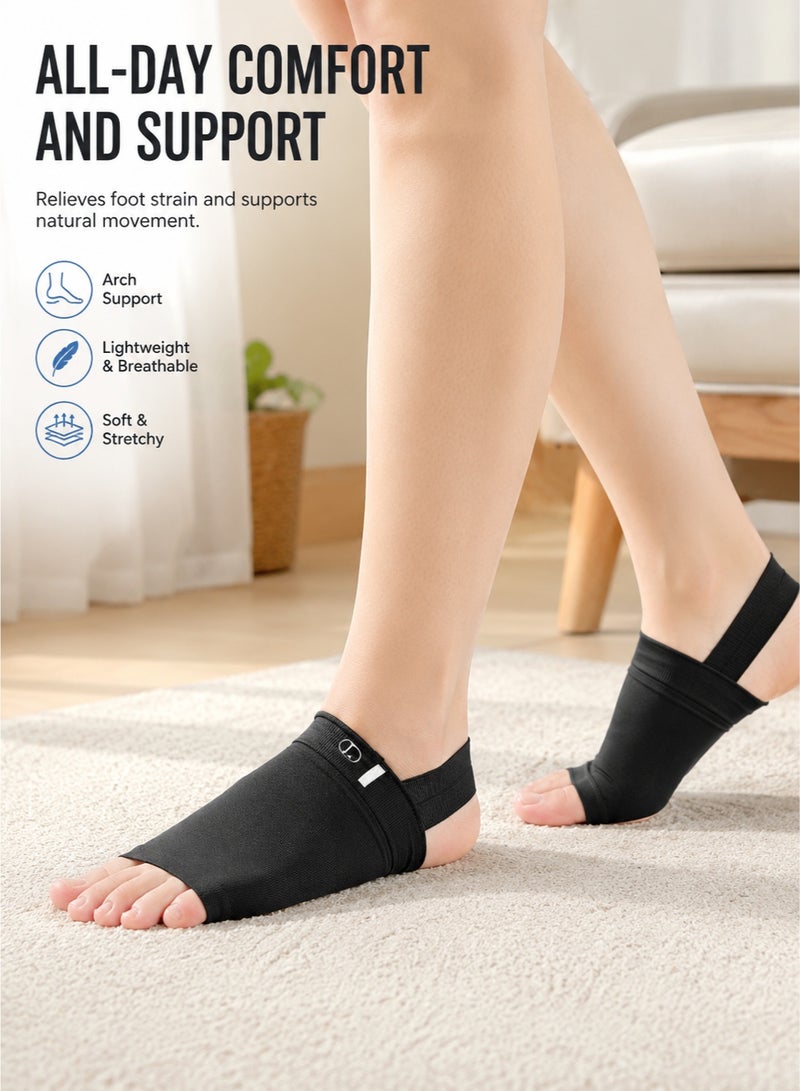 1 Pair Black Arch Support Sleeves with Gel Pads, Metatarsal Compression Foot Brace for Flat Feet, Breathable Plantar Fascia Support for Men and Women - Image 5