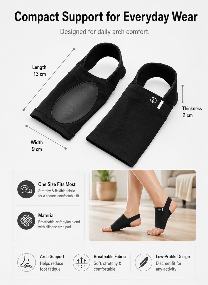 1 Pair Black Arch Support Sleeves with Gel Pads, Metatarsal Compression Foot Brace for Flat Feet, Breathable Plantar Fascia Support for Men and Women - Image 2