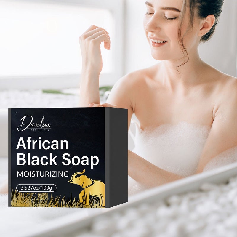 danliss African Black Soap with Vitamin E and Batana Oil - Refreshing, Moisturizing, Gentle on  Skin - Image 1