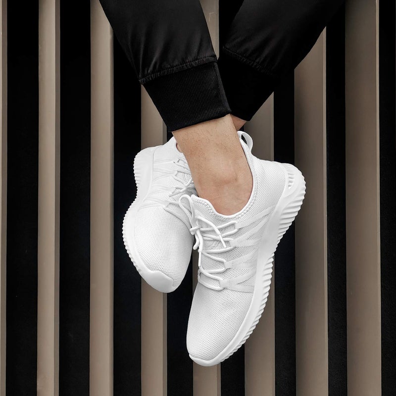 Feethit Mens Slip On Running Shoes Breathable Lightweight Comfortable Fashion Non Slip Sneakers for Men Cs05 White Size 10.5 - Image 2
