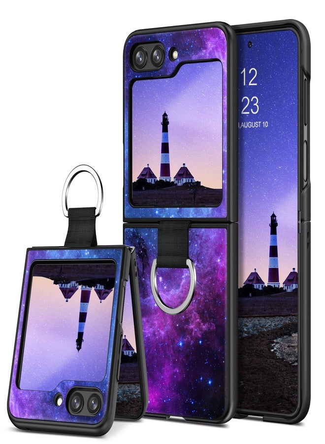 جراب GUAGUA متوافق مع هاتف سامسونج جالاكسي زد فليب 5 5G مقاس 6.7 بوصة، يتوهج في الظلام، غطاء نحيف مضيء بتصميم سديم فضائي ليلي، جراب حماية مضاد للخدش لهاتف جالاكسي زد فليب 5، سديم أزرق - Image 1