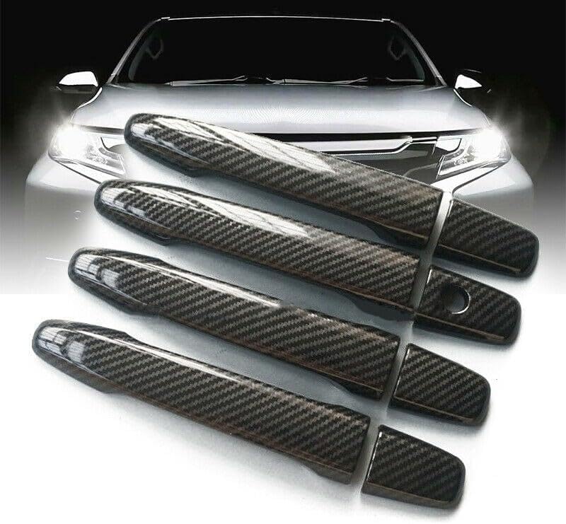 Carbon Fiber Style Door Handle Covers for Mitsubishi Lancer EX Evolution X (2008–2017), 4 Piece ABS Trim Set, Left Hand Drive Only, Easy Peel and Stick Installation - Image 1