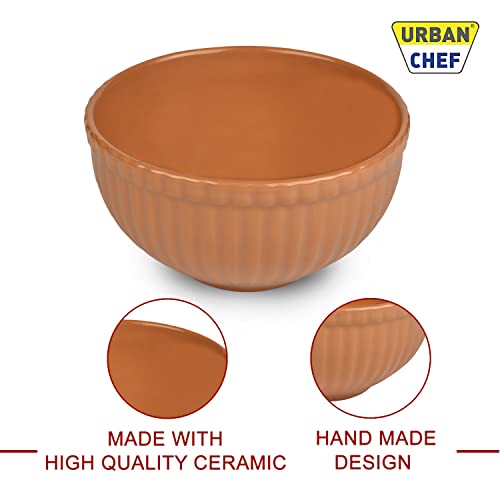 URBAN CHEF Ceramic Bowl | 500 ml | Kitchen Accessories Items for Home, Serving Bowl,Bowl Set for Gift, Microwave Safe Bowl Set, Ice Cream Bowl, Prism Ceramic Handcrafted (Set of 4 - Colour May Vary) - Image 3
