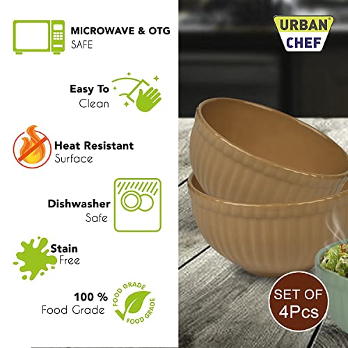 URBAN CHEF Ceramic Bowl | 500 ml | Kitchen Accessories Items for Home, Serving Bowl,Bowl Set for Gift, Microwave Safe Bowl Set, Ice Cream Bowl, Prism Ceramic Handcrafted (Set of 4 - Colour May Vary) - Image 5