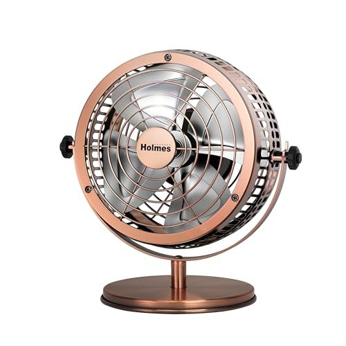 HOLMES 6" Heritage Table Fan, 2 Speeds, 4 Blades, Adjustable 145° Head Tilt, Metal Construction, Ideal for Home, Bedrooms, Dorm Rooms or Office, Brushed Copper - Image 1
