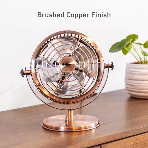 HOLMES 6" Heritage Table Fan, 2 Speeds, 4 Blades, Adjustable 145° Head Tilt, Metal Construction, Ideal for Home, Bedrooms, Dorm Rooms or Office, Brushed Copper - Image 5