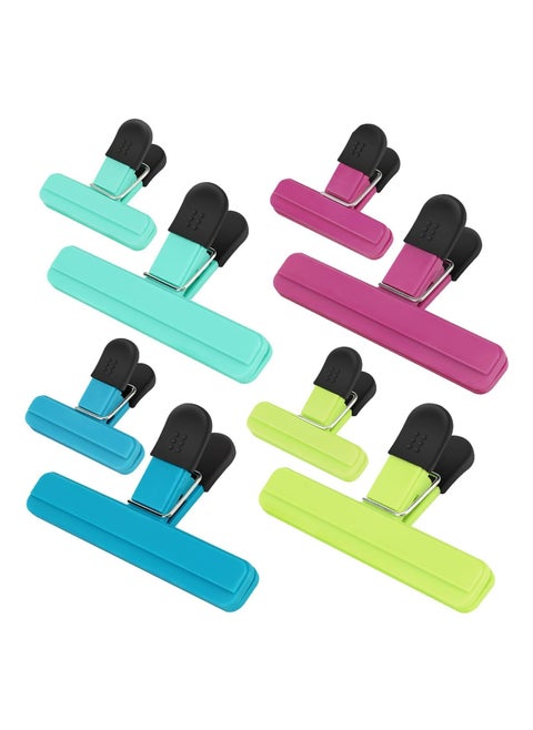 8 Pack Assorted Sizes,Colors Chip Clips, Wide Open Food Bag Clips with Airtight Seal (4 Large, 4 Small)