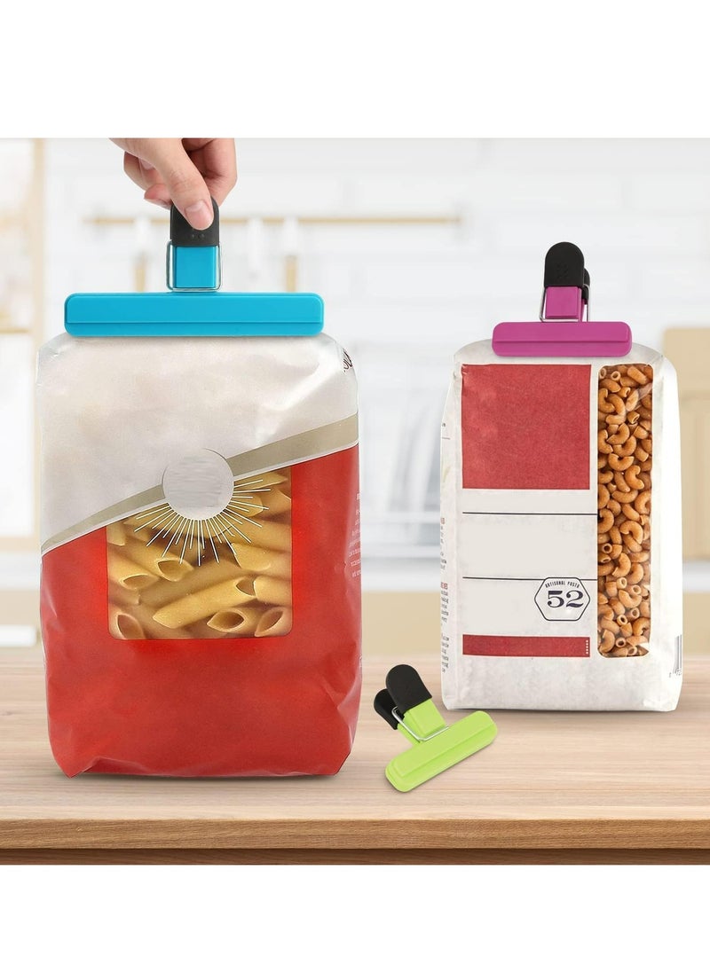 Oasisgalore - 8 Pack Assorted Sizes,Colors Chip Clips, Wide Open Food Bag Clips with Airtight Seal (4 Large, 4 Small) - Image 1