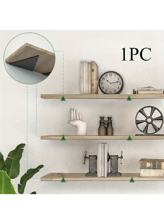 1PC Black Invisible Floating Shelf Bracket Heavy Duty Triangular Metal Wall Mount Support - Image 3