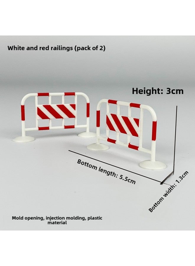 Loquat Speed Bump Traffic Light Parking Garage Road Cone Car Model Toy Scene Ornaments Signs License Plate Underground-Color:White Red Railings - Image 1