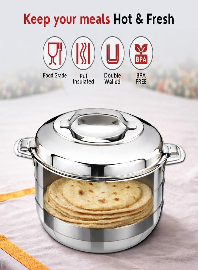 AVIAS Astra Plus Stainless Steel 3500ml Casserole | Double Walled PUF Insulated Roti & Chapati Hot Box for kitchen | Hot case for Rice & Gravy | 3.5L - Image 2
