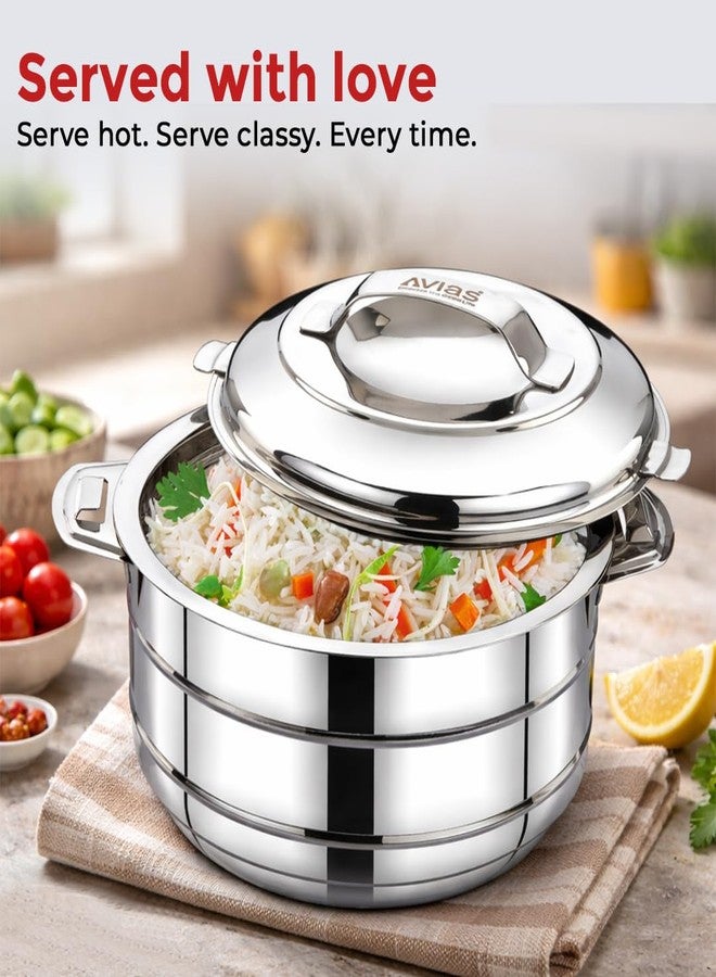AVIAS Astra Plus Stainless Steel 3500ml Casserole | Double Walled PUF Insulated Roti & Chapati Hot Box for kitchen | Hot case for Rice & Gravy | 3.5L - Image 5