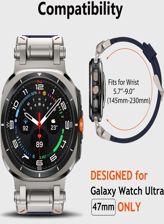 WINGLE Compatible for Galaxy Watch 8/8 Classic Band Samsung Galaxy Watch 8 44mm 40mm 46mm Men Sport Bands Military Rugged Durable Armor Silicone Rubber Strap Stainless Steel Metal Connector, Blue - Image 5