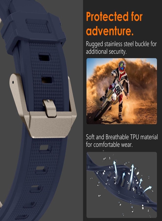 WINGLE Compatible for Galaxy Watch 8/8 Classic Band Samsung Galaxy Watch 8 44mm 40mm 46mm Men Sport Bands Military Rugged Durable Armor Silicone Rubber Strap Stainless Steel Metal Connector, Blue - Image 3