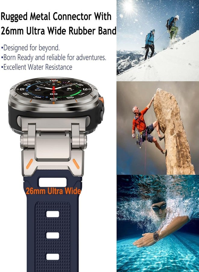 WINGLE Compatible for Galaxy Watch 8/8 Classic Band Samsung Galaxy Watch 8 44mm 40mm 46mm Men Sport Bands Military Rugged Durable Armor Silicone Rubber Strap Stainless Steel Metal Connector, Blue - Image 4