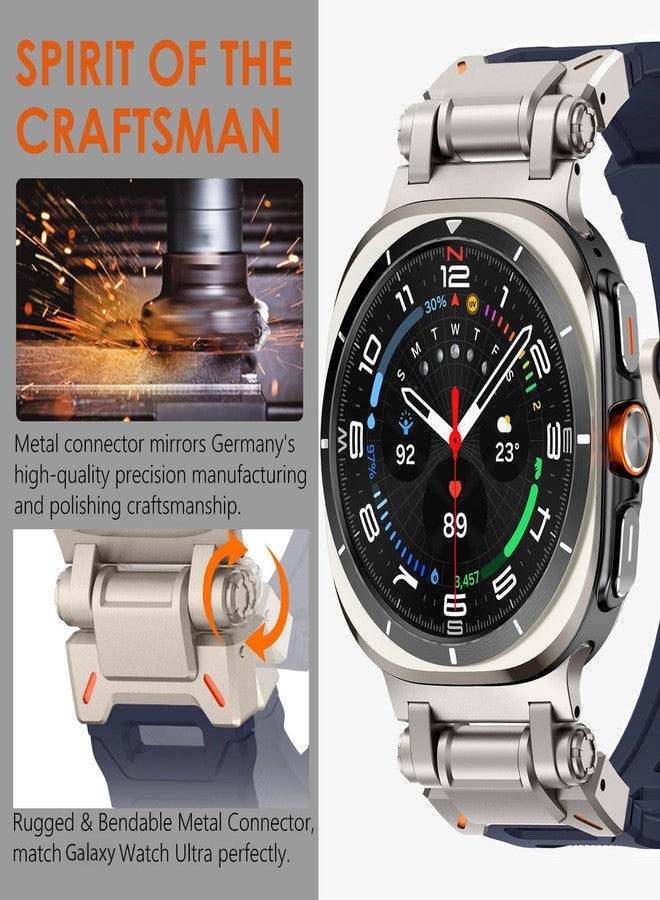 WINGLE Compatible for Galaxy Watch 8/8 Classic Band Samsung Galaxy Watch 8 44mm 40mm 46mm Men Sport Bands Military Rugged Durable Armor Silicone Rubber Strap Stainless Steel Metal Connector, Blue - Image 2