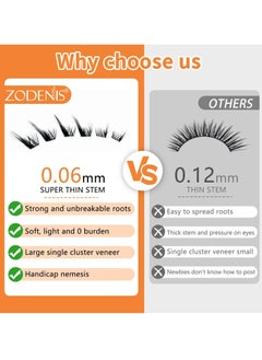 ZODENIS 120Pcs Lashes Cluster DIY Lash Extension Kit Fox Series 9-16mm Mix Individual Lashes Fox Eye Lashes Natural Look Cluster Lashes C Curl Wispy False Eyelashes Lashes Kit  - Image 4