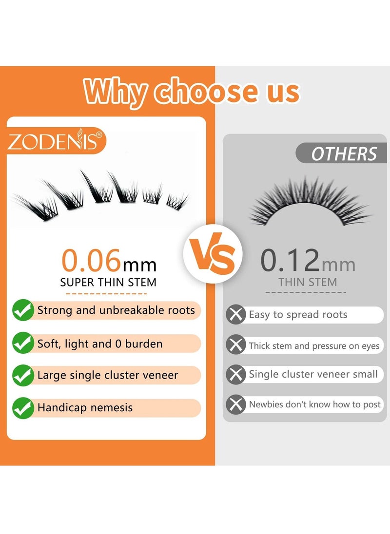 ZODENIS - 120Pcs Lashes Cluster DIY Lash Extension Kit Fox Series 9-16mm Mix Individual Lashes Fox Eye Lashes Natural Look Cluster Lashes C Curl Wispy False Eyelashes Lashes Kit - Image 1
