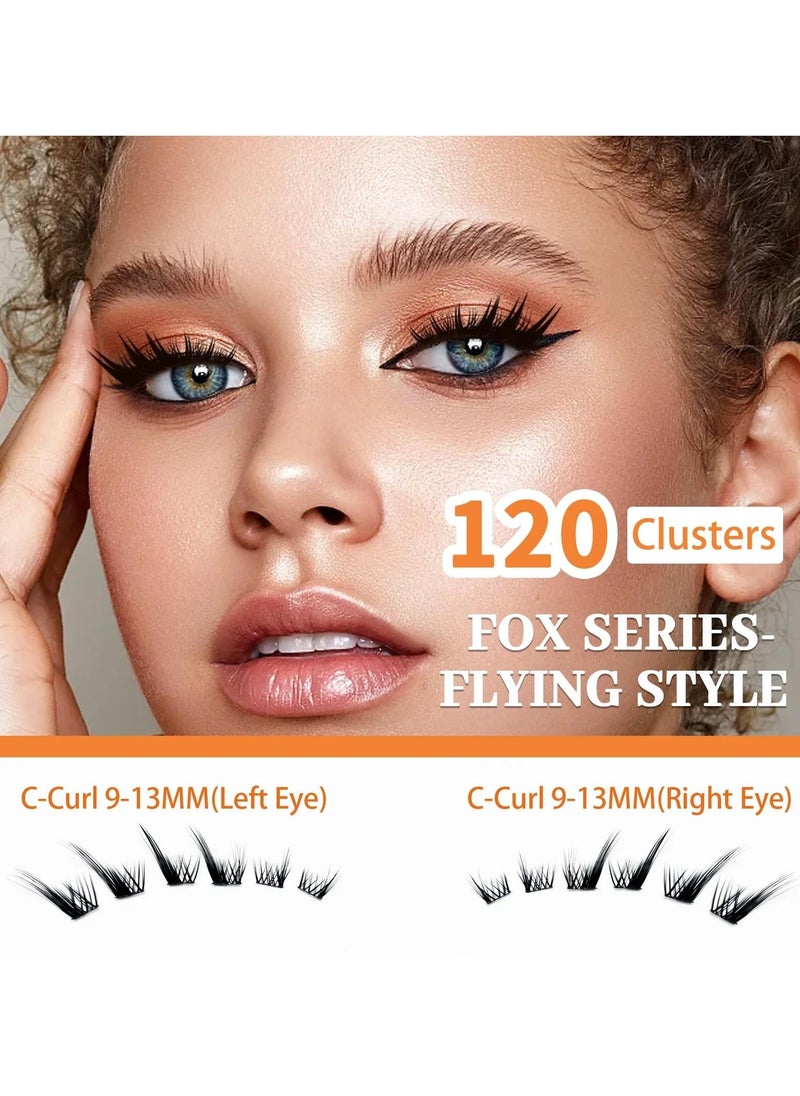 ZODENIS - 120Pcs Lashes Cluster DIY Lash Extension Kit Fox Series 9-16mm Mix Individual Lashes Fox Eye Lashes Natural Look Cluster Lashes C Curl Wispy False Eyelashes Lashes Kit - Image 1