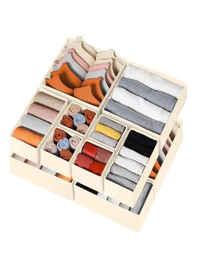 بيوينتي منظم ادراج الملابس، 12 عبوة من صناديق تنظيم خزانة الملابس للحضانة، منظم خزانة وفواصل تخزين للملابس وملابس الاطفال والملابس الداخلية والجوارب (12) - Image 1
