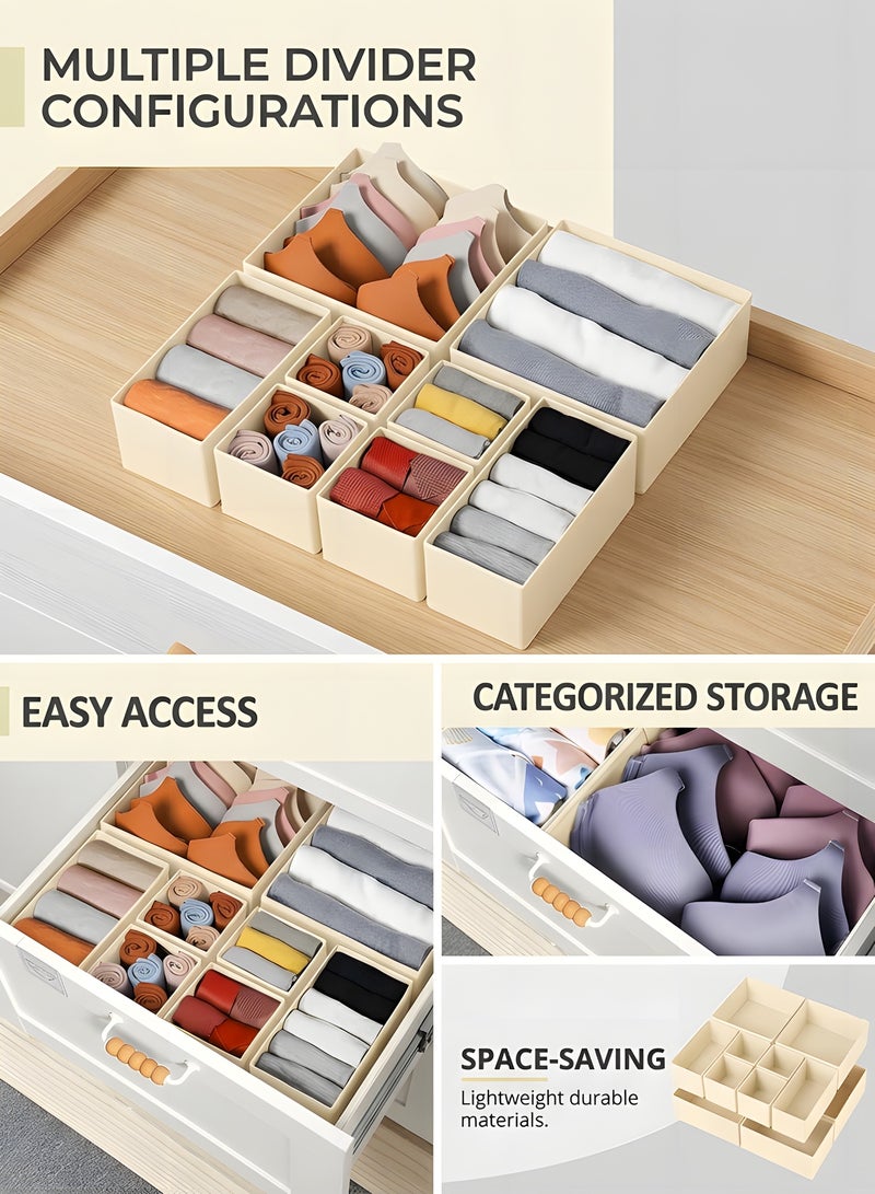 Beauenty Drawer Organizer Clothes, 12 Pack Dresser Organizer Bins for Nursery, Closet Organization and Storage Dividers for Clothing, Baby Clothes, Underwears, Socks (12) - Image 3