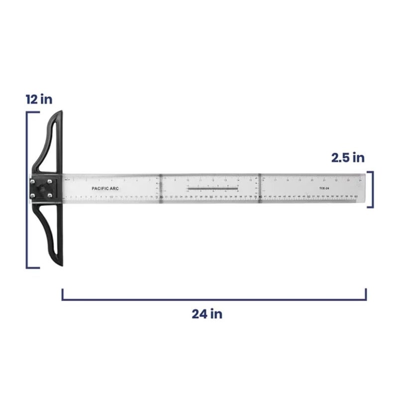 Pacific Arc 24 Inch T Square, Traditional Acrylic Graduated in Inch and Metric, Detachable Head - Image 3