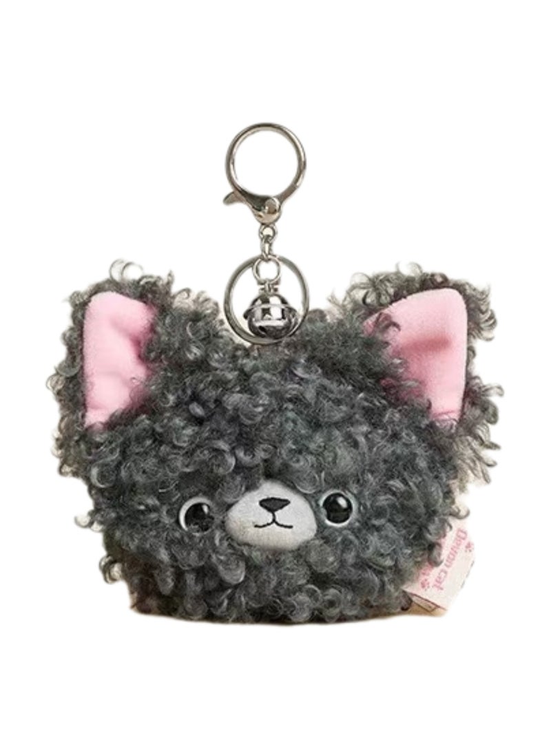 Cute Kitten Plush Keychain, Kitten Gift Pendant, Bag Accessories Decoration (Dark Gray Kitten Coin Purse) - Image 1