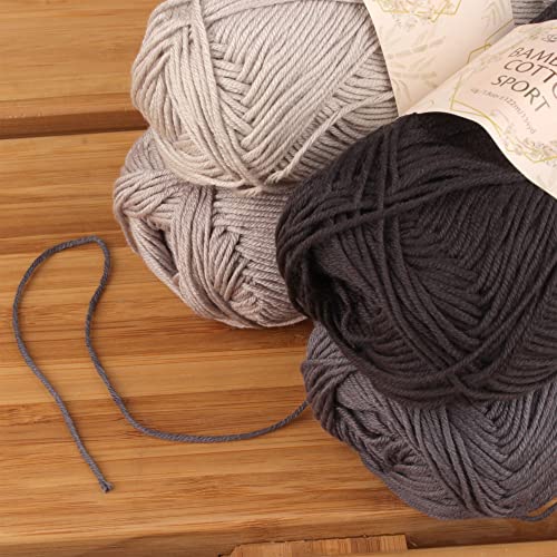 BambooMN JubileeYarn Bamboo Cotton Sport Yarn - 50g/Skein - Shades of Grey - 4 Skeins - Image 3