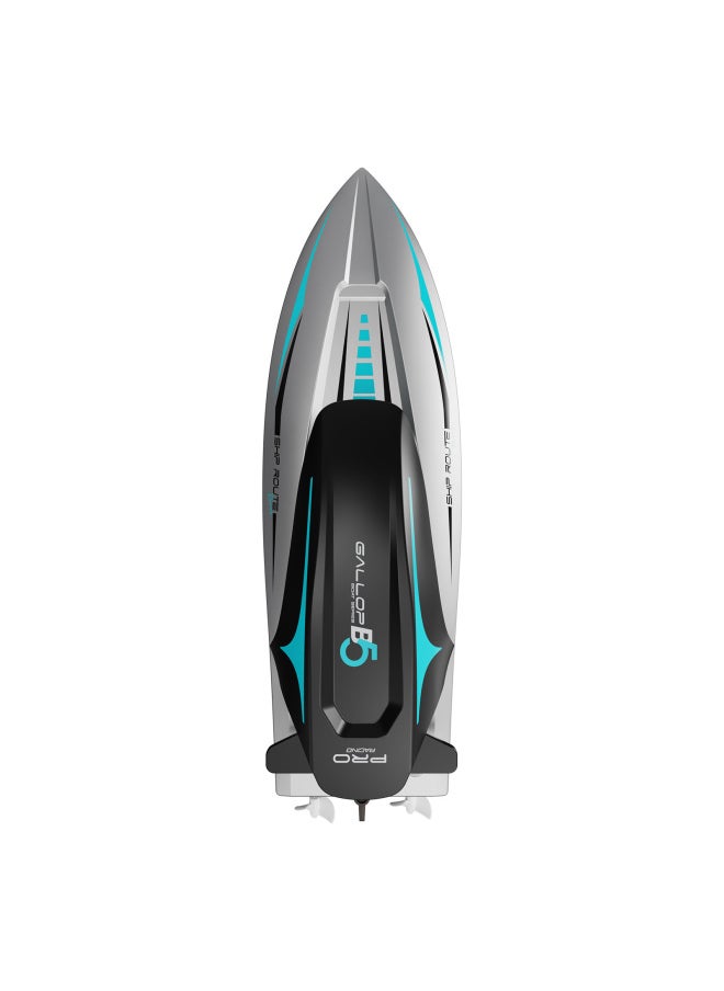 Summer High-speed Remote Control Boat B5 Rechargeable Double-drive Luminous Toy Boat Water Sports Outdoor Toys For Kids-Color:Silver-Specifications:1 Battery Configuration (460g)  - Image 1